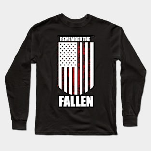 Memorial Day Remember the Fallen Flag With Battlefield Cross Long Sleeve T-Shirt